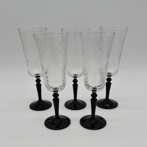 Luminarc Cristal d'Arques Durand Onyx Black Stem Champagne Flutes